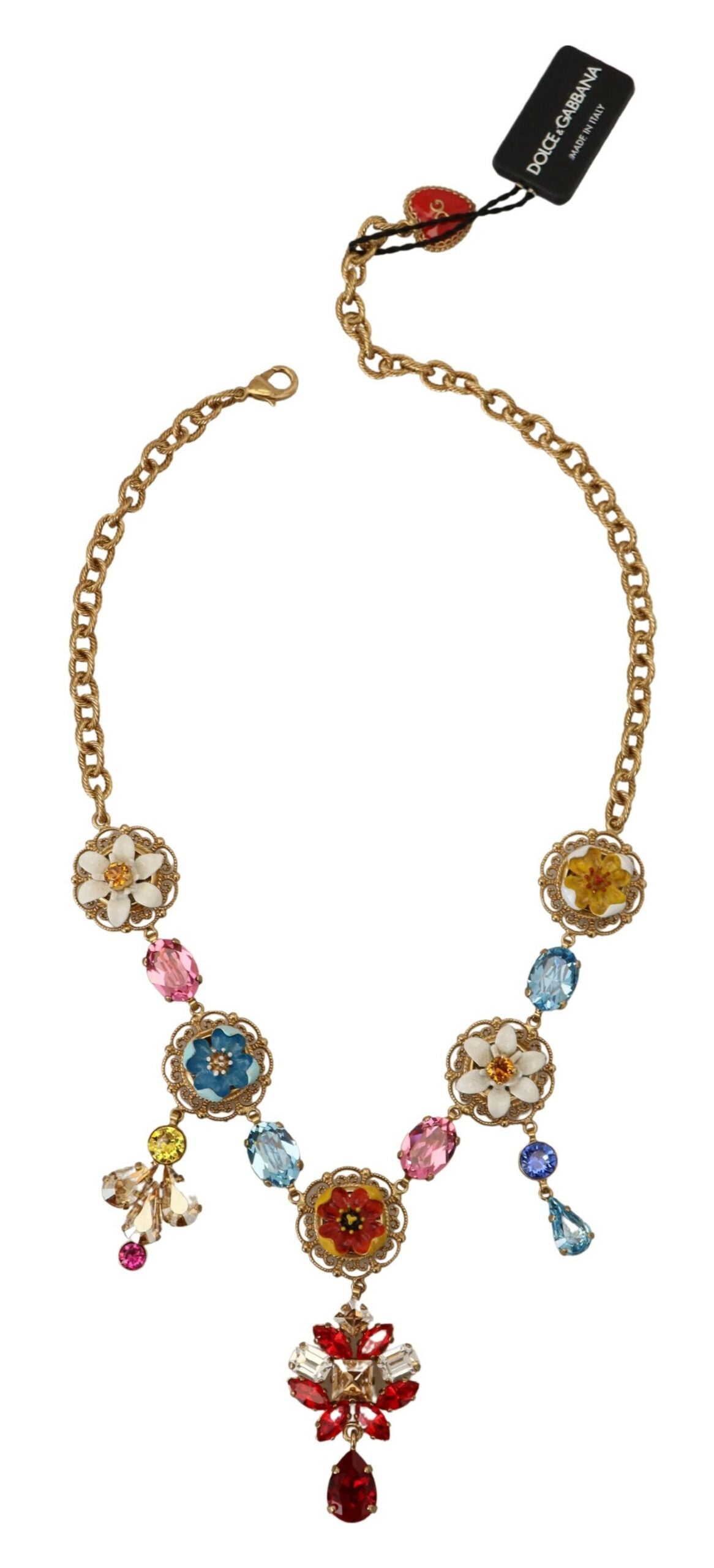 Elegant Multicolor Crystal Gold Necklace