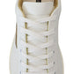 White Gold Leather Low Top Sneakers Shoes
