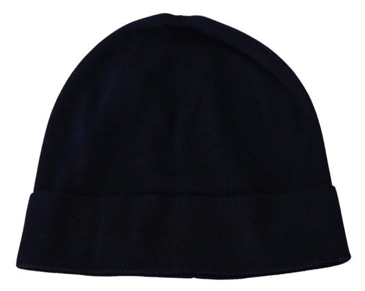 Elegant Unisex Beanie in Blue Cotton Cashmere Blend