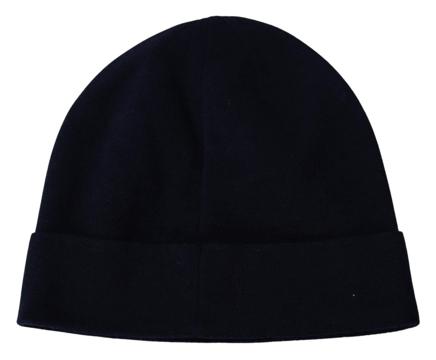 Elegant Unisex Beanie in Blue Cotton Cashmere Blend