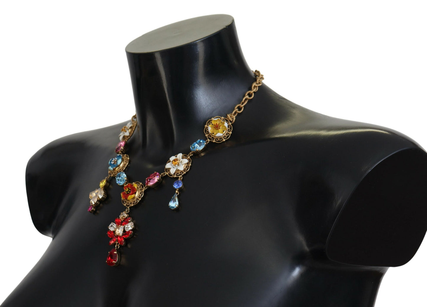 Elegant Multicolor Crystal Gold Necklace