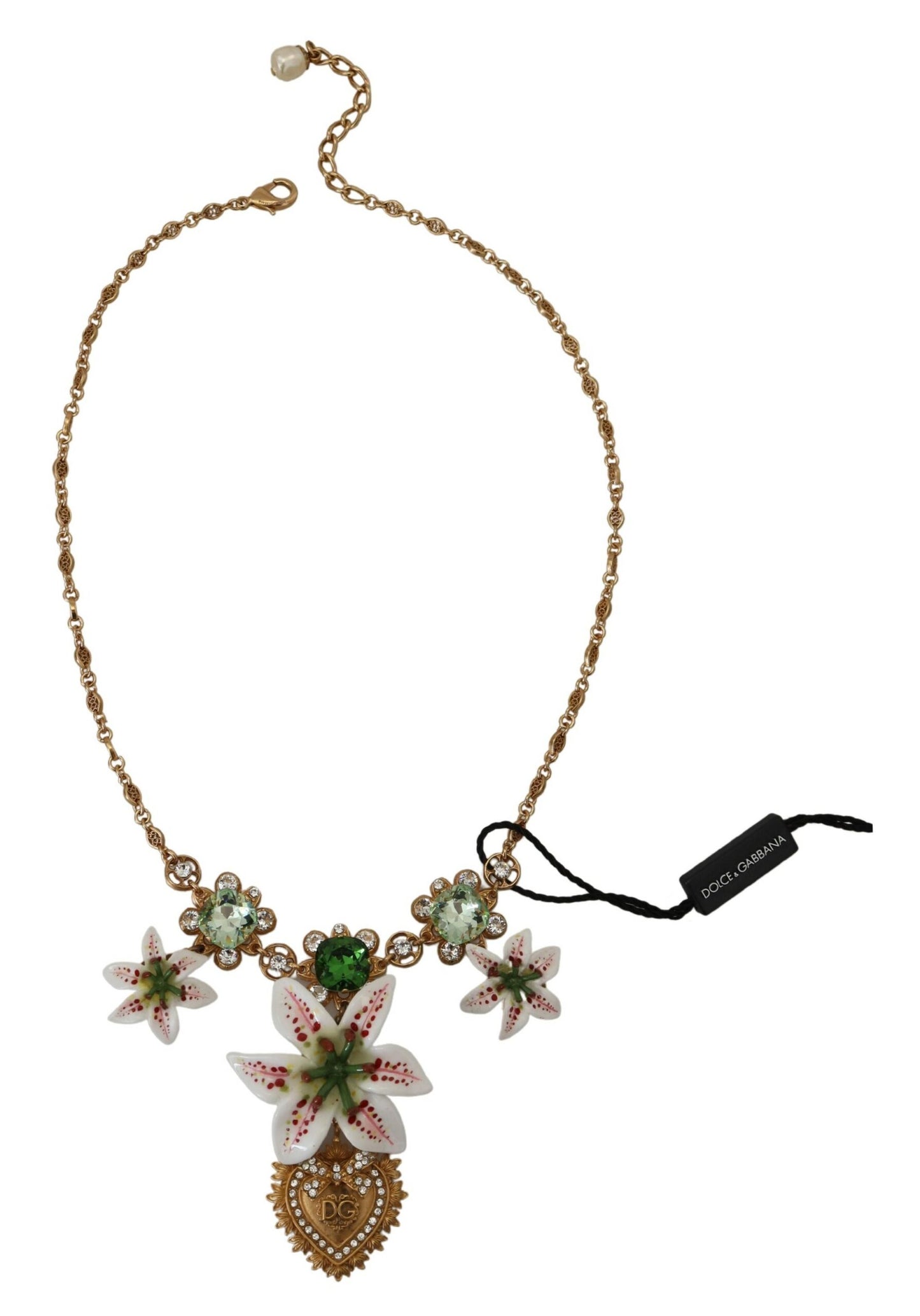 Golden Lily Flower Pendant Necklace