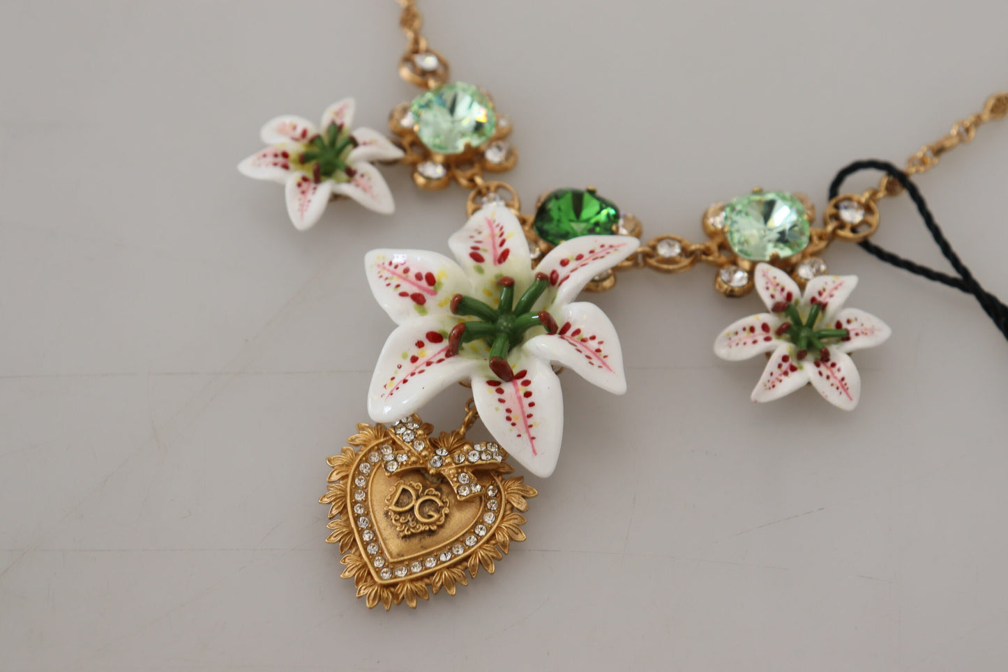 Golden Lily Flower Pendant Necklace