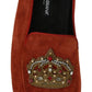 Elegant Orange Leather Moccasin Slippers