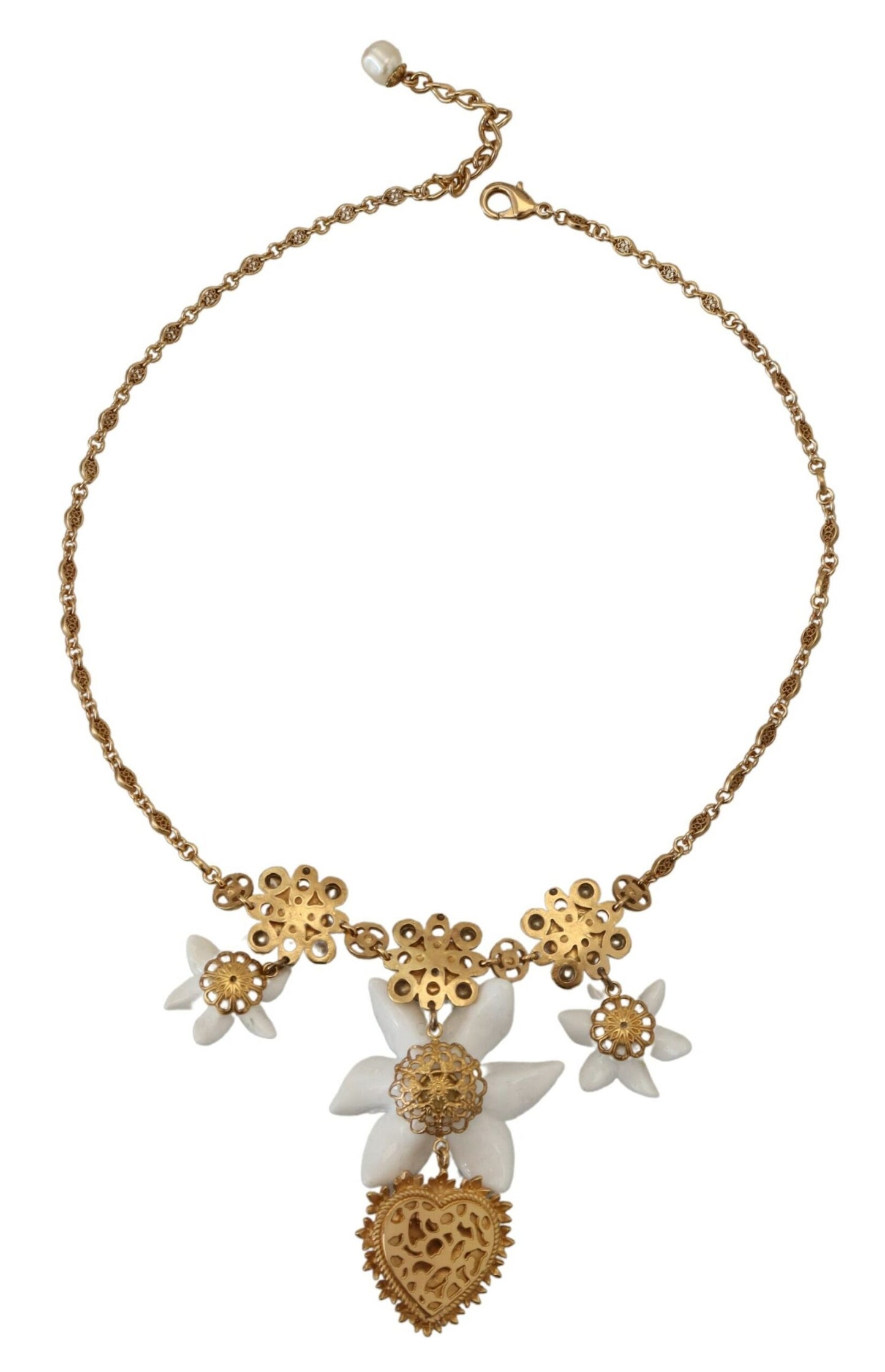 Golden Lily Flower Pendant Necklace