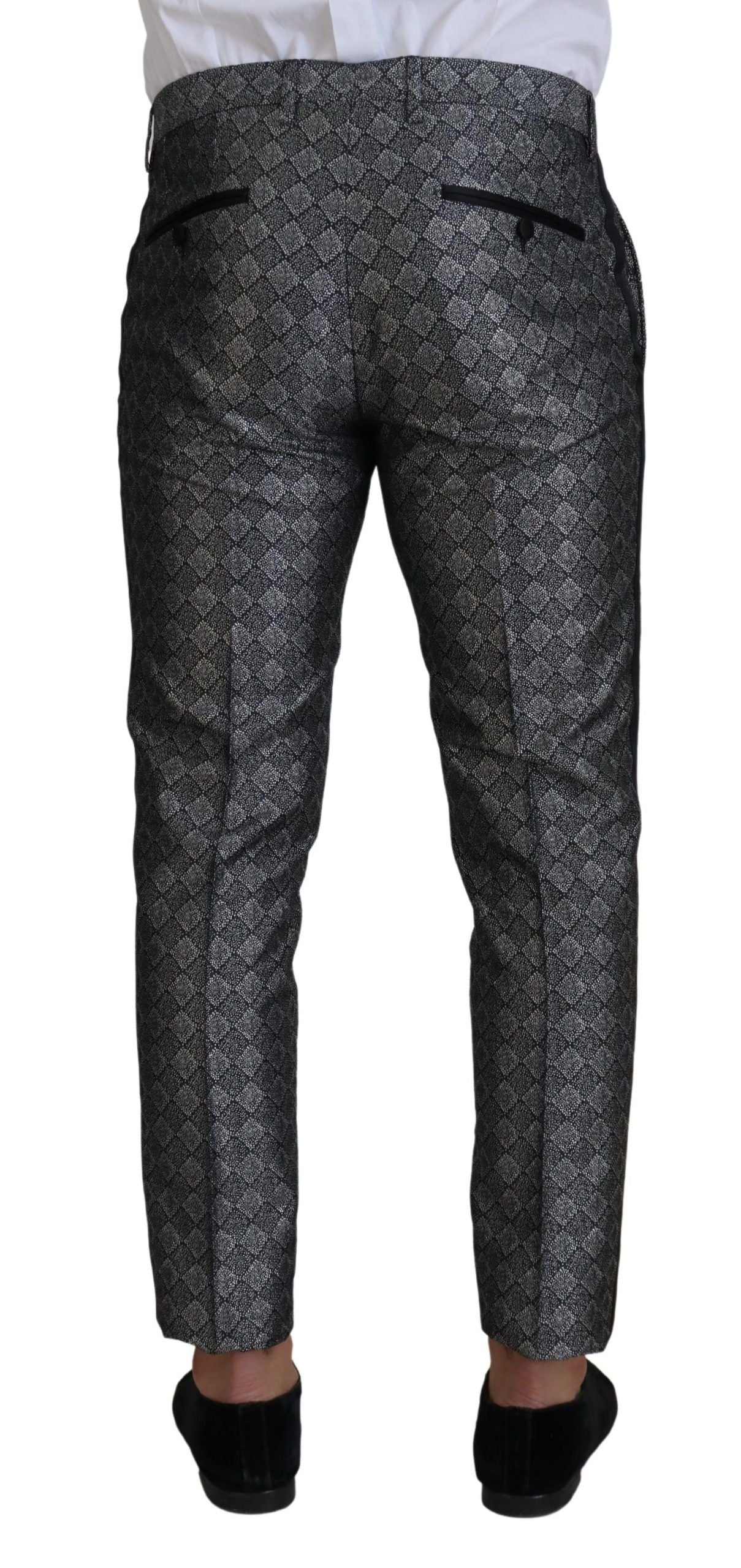 Elegant Silver Patterned Slim Fit Suit