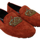 Elegant Orange Leather Moccasin Slippers