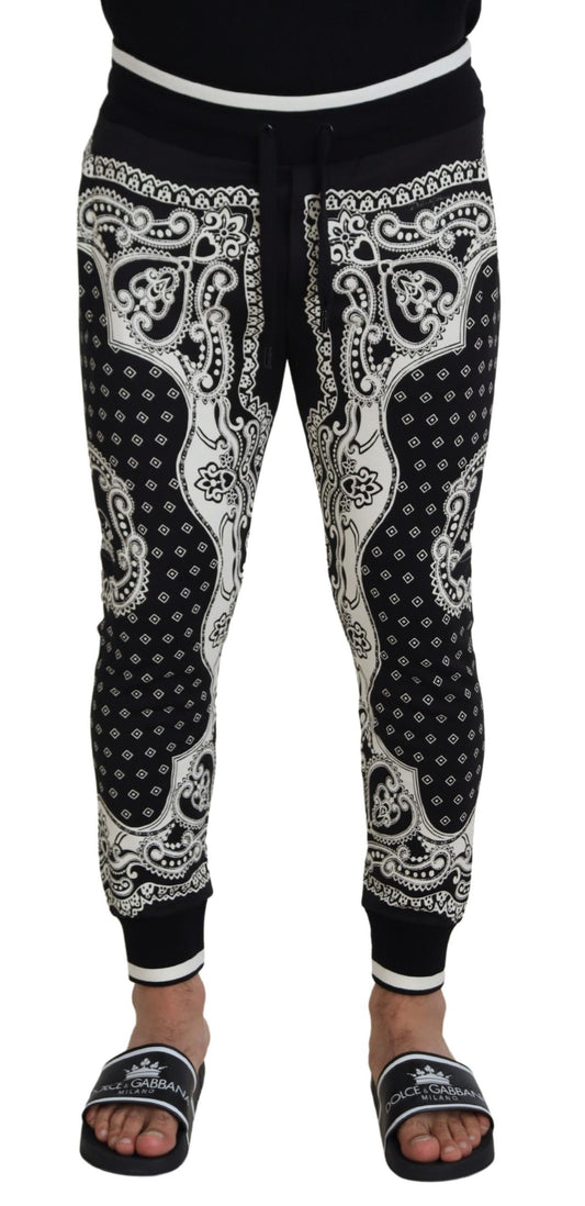 Black Cotton Bandana Print Jogger Pants