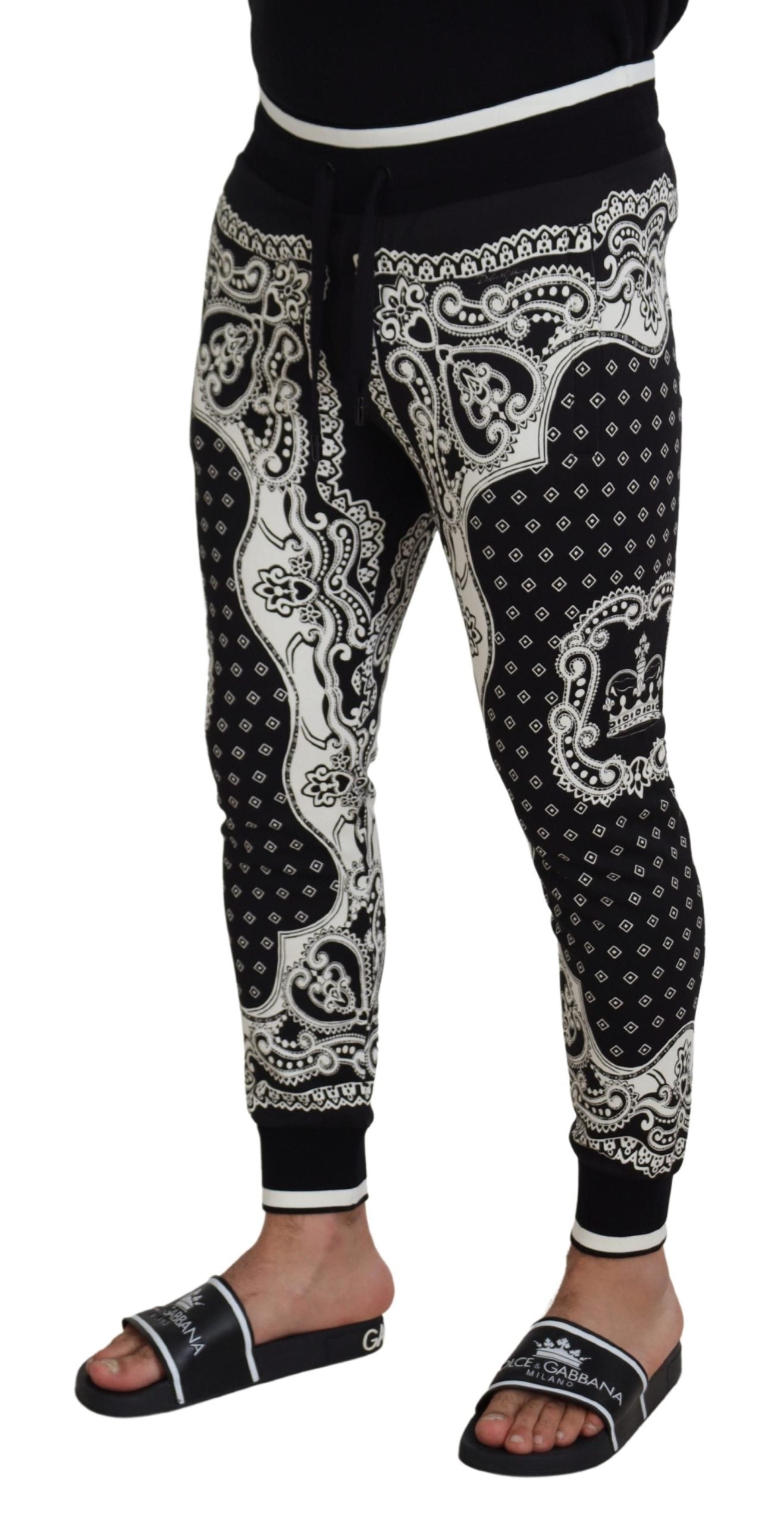 Black Cotton Bandana Print Jogger Pants