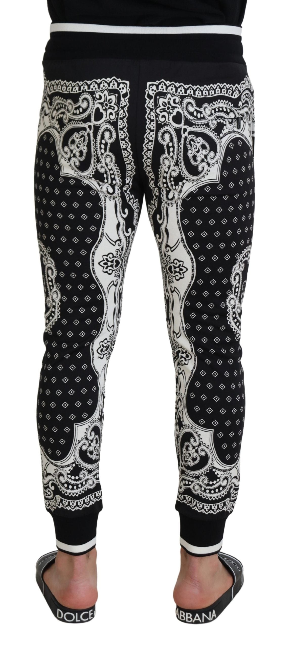 Black Cotton Bandana Print Jogger Pants