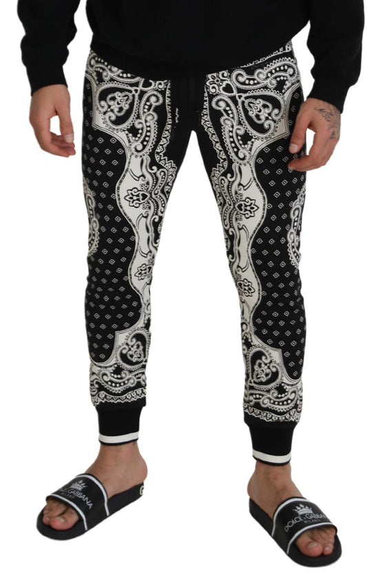 Black Cotton Bandana Print Jogger Pants