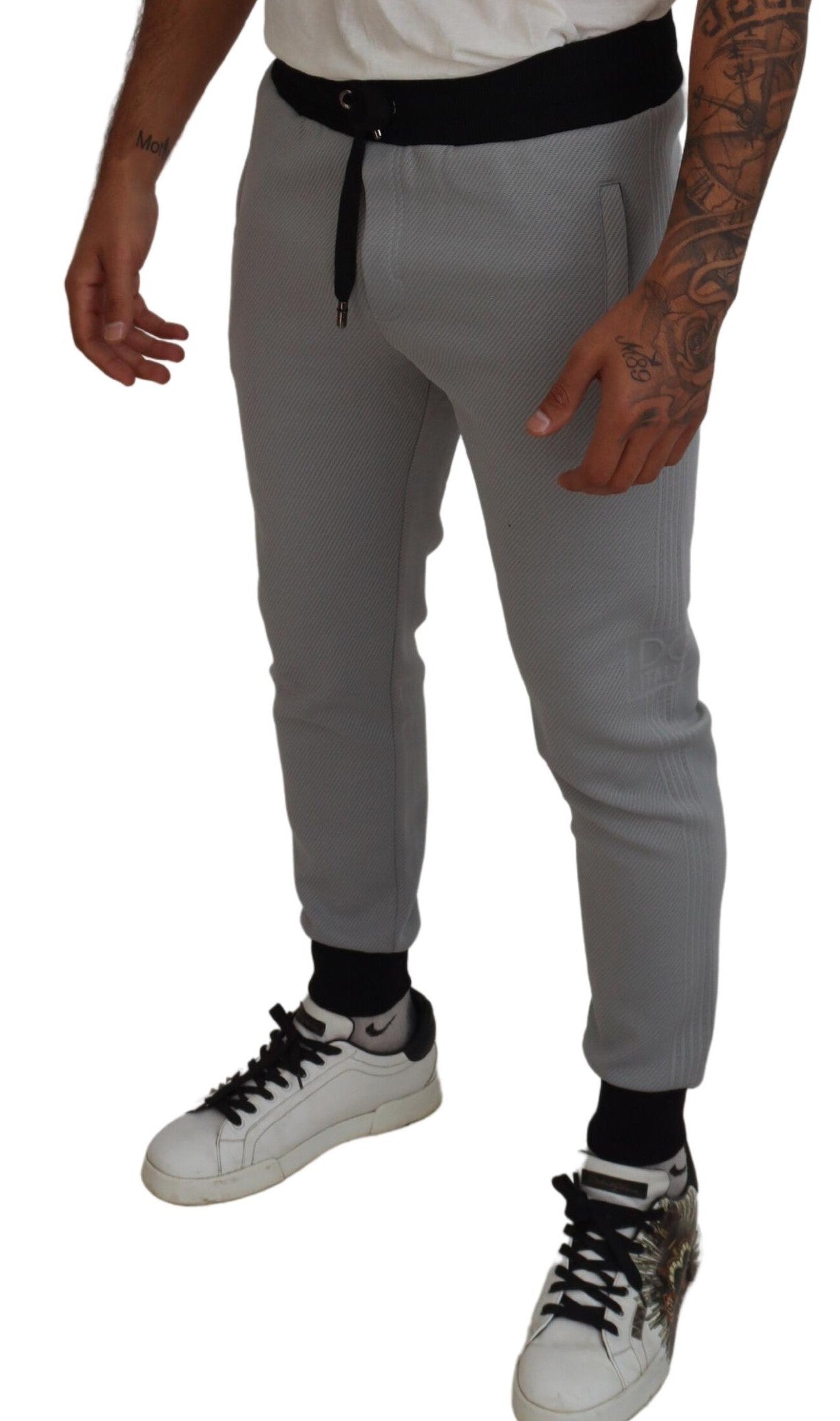 Gray Polyester Sweatpants Jogger Pants