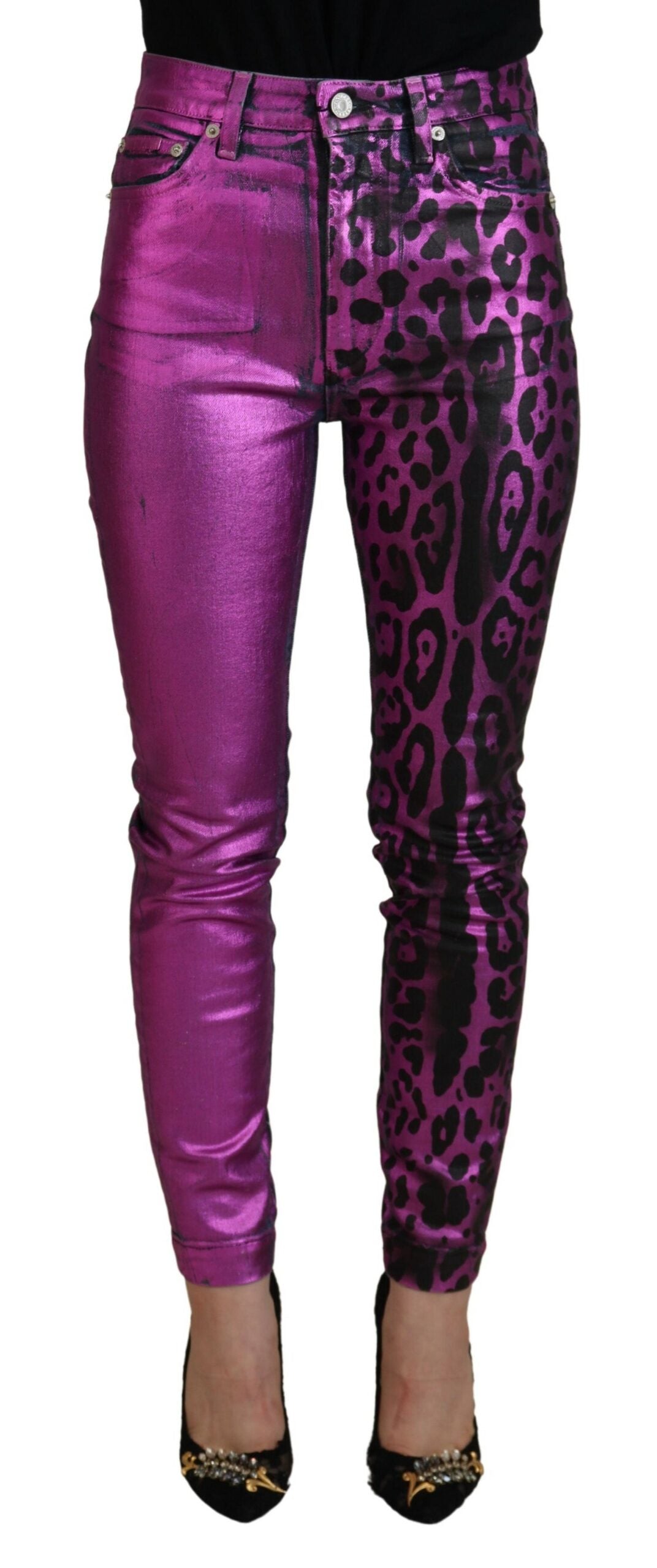 Elegant High Waist Slim Fit Purple Jeans