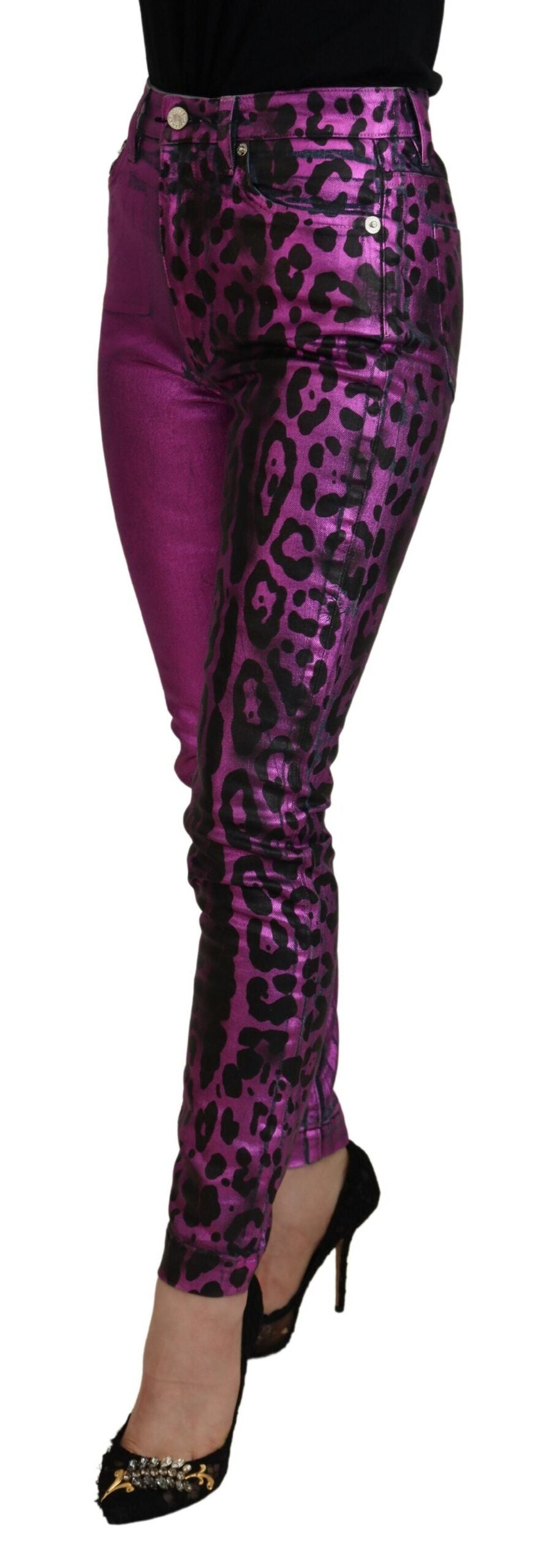 Elegant High Waist Slim Fit Purple Jeans