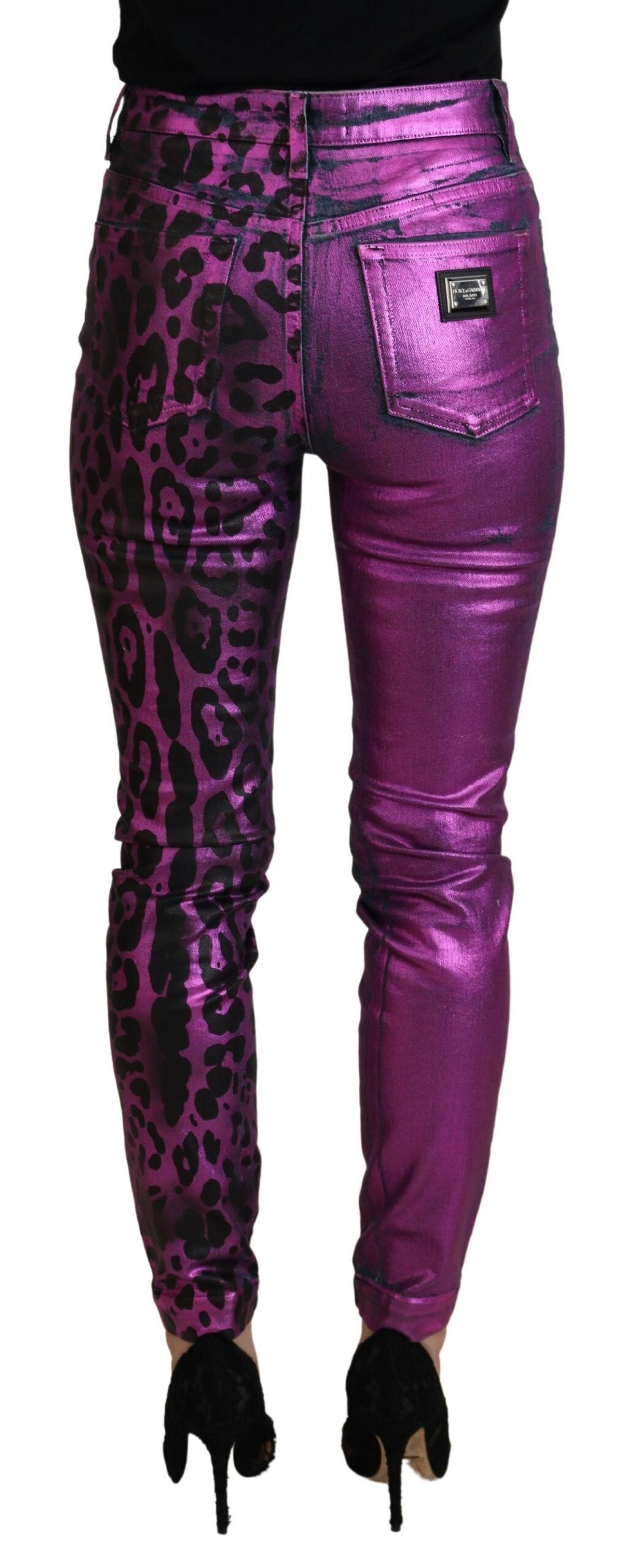 Elegant High Waist Slim Fit Purple Jeans