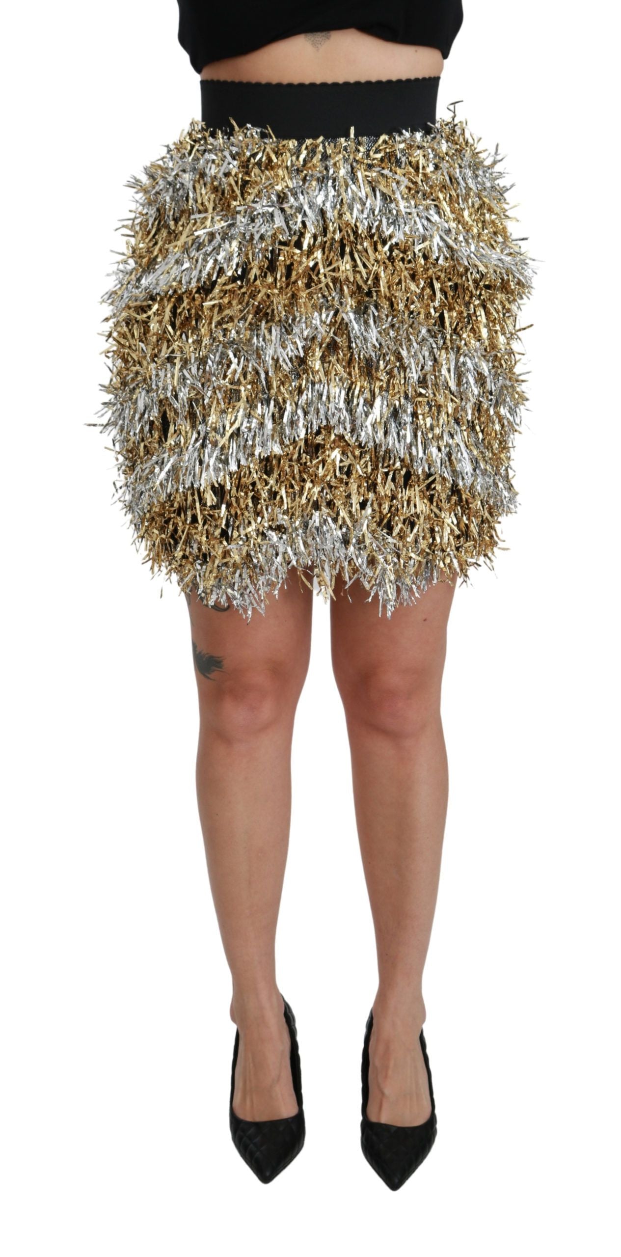 Stunning High-Waist Metallic Mini Skirt