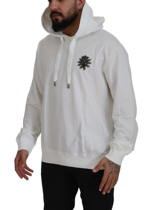 White Cotton Hooded Sweatshirt Sweater