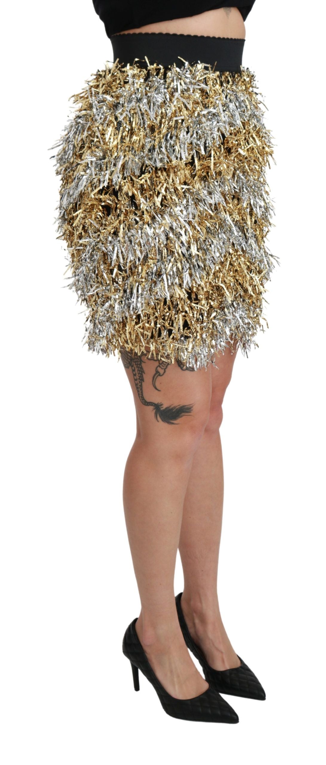 Stunning High-Waist Metallic Mini Skirt