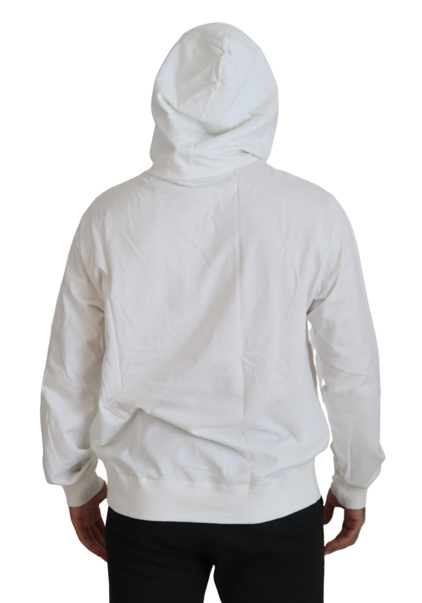 White Cotton Hooded Sweatshirt Sweater