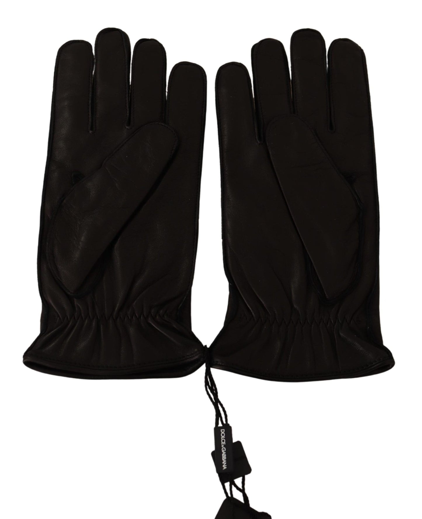 Elegant Black Leather Winter Gloves