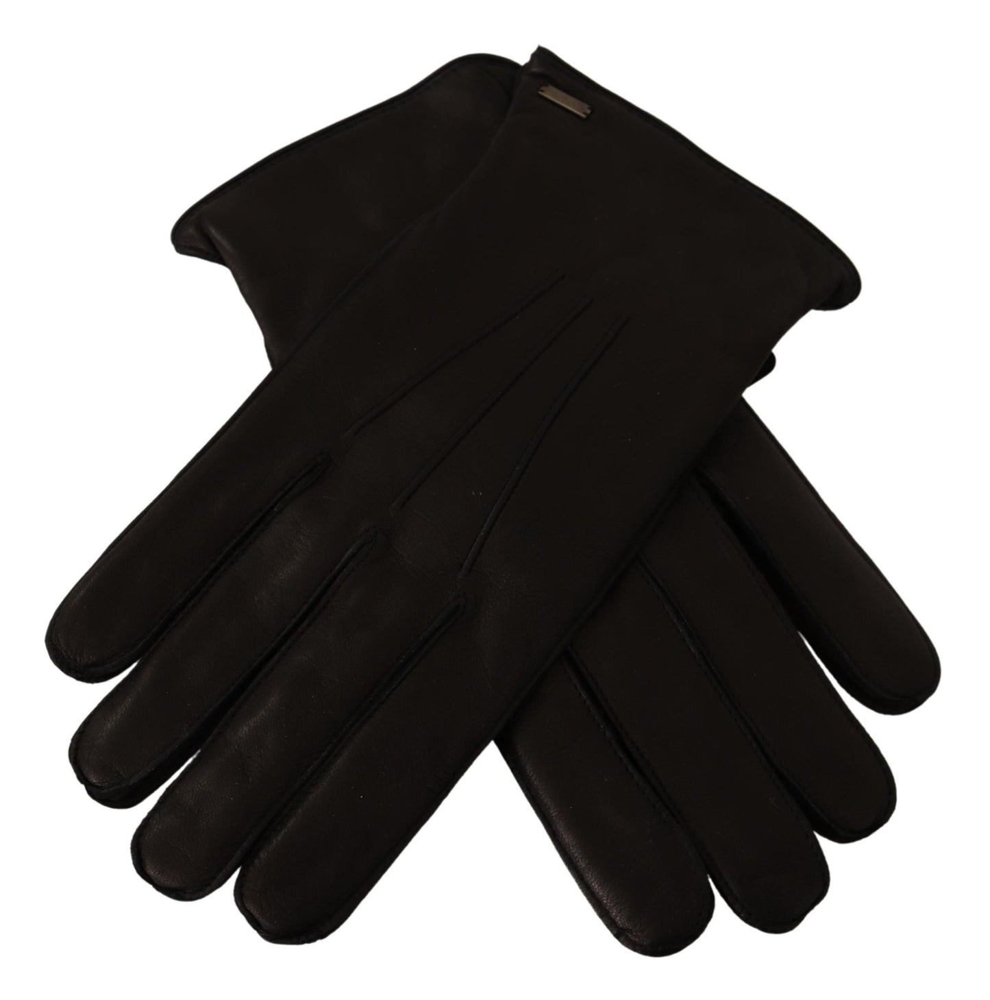 Elegant Black Leather Winter Gloves