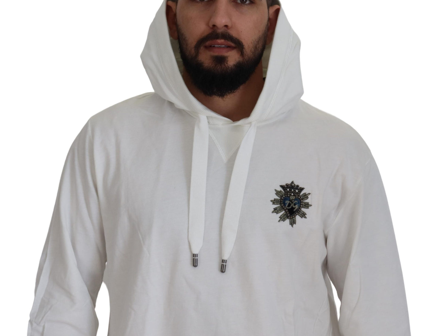 White Cotton Hooded Sweatshirt Sweater