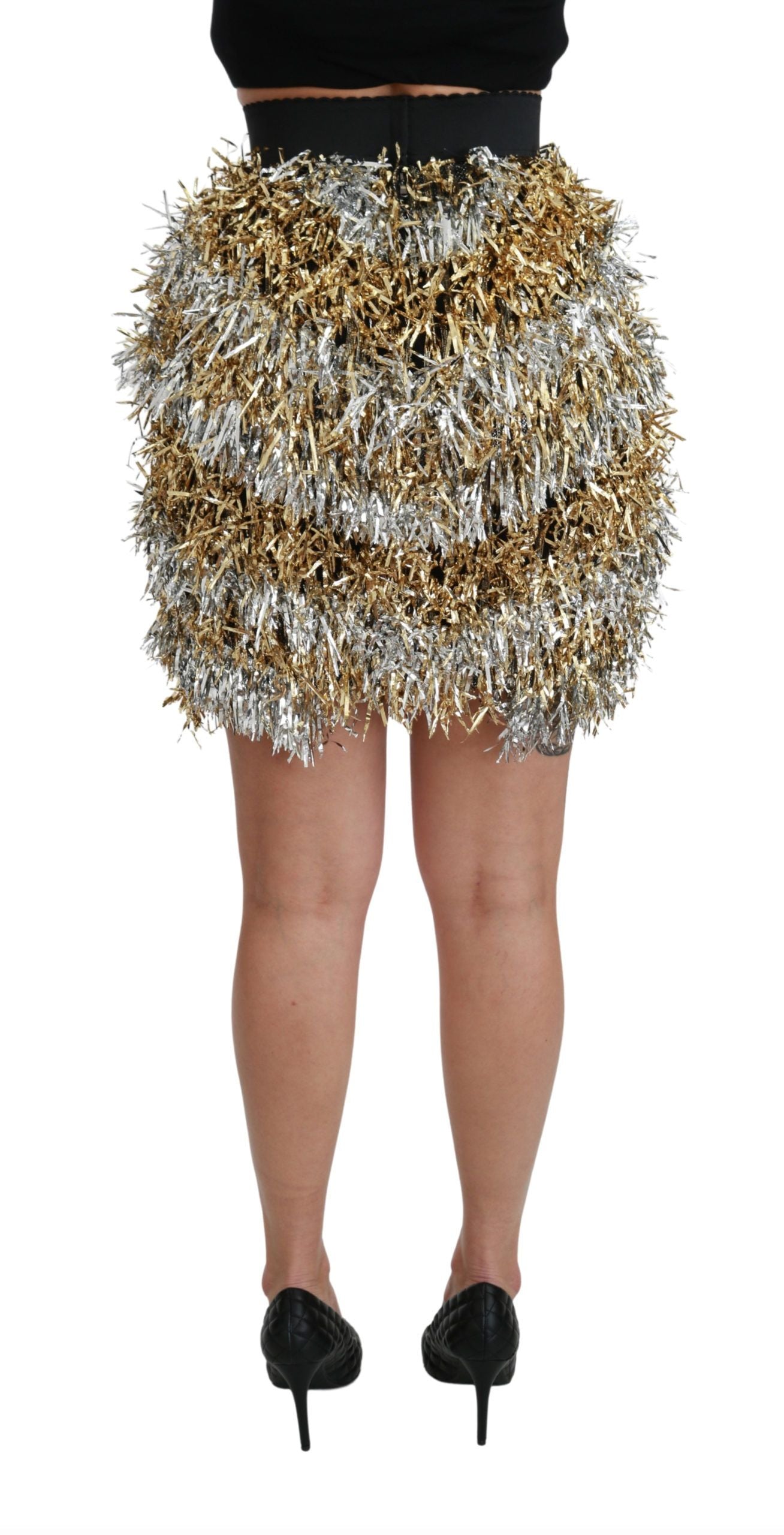 Stunning High-Waist Metallic Mini Skirt