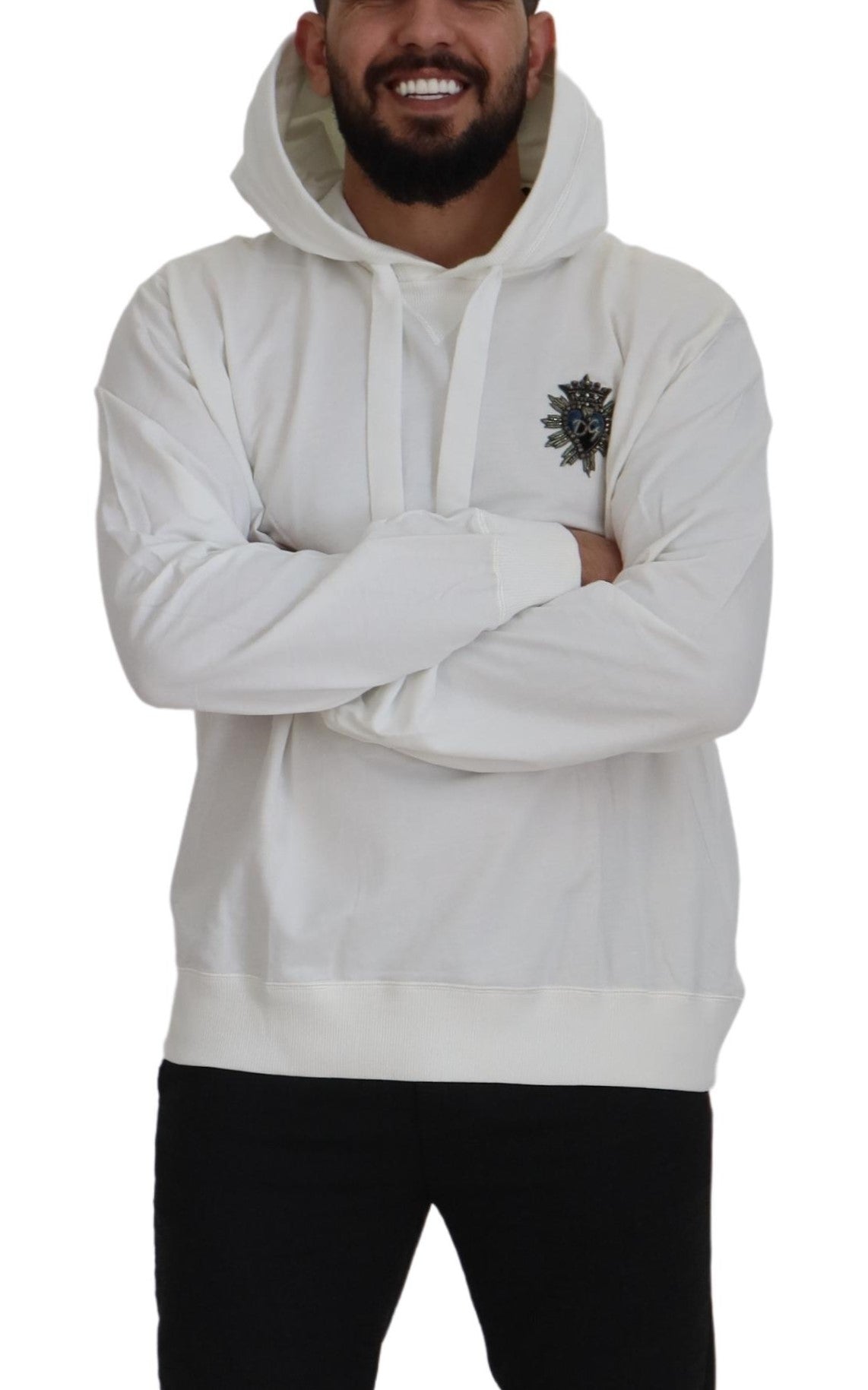 White Cotton Hooded Sweatshirt Sweater