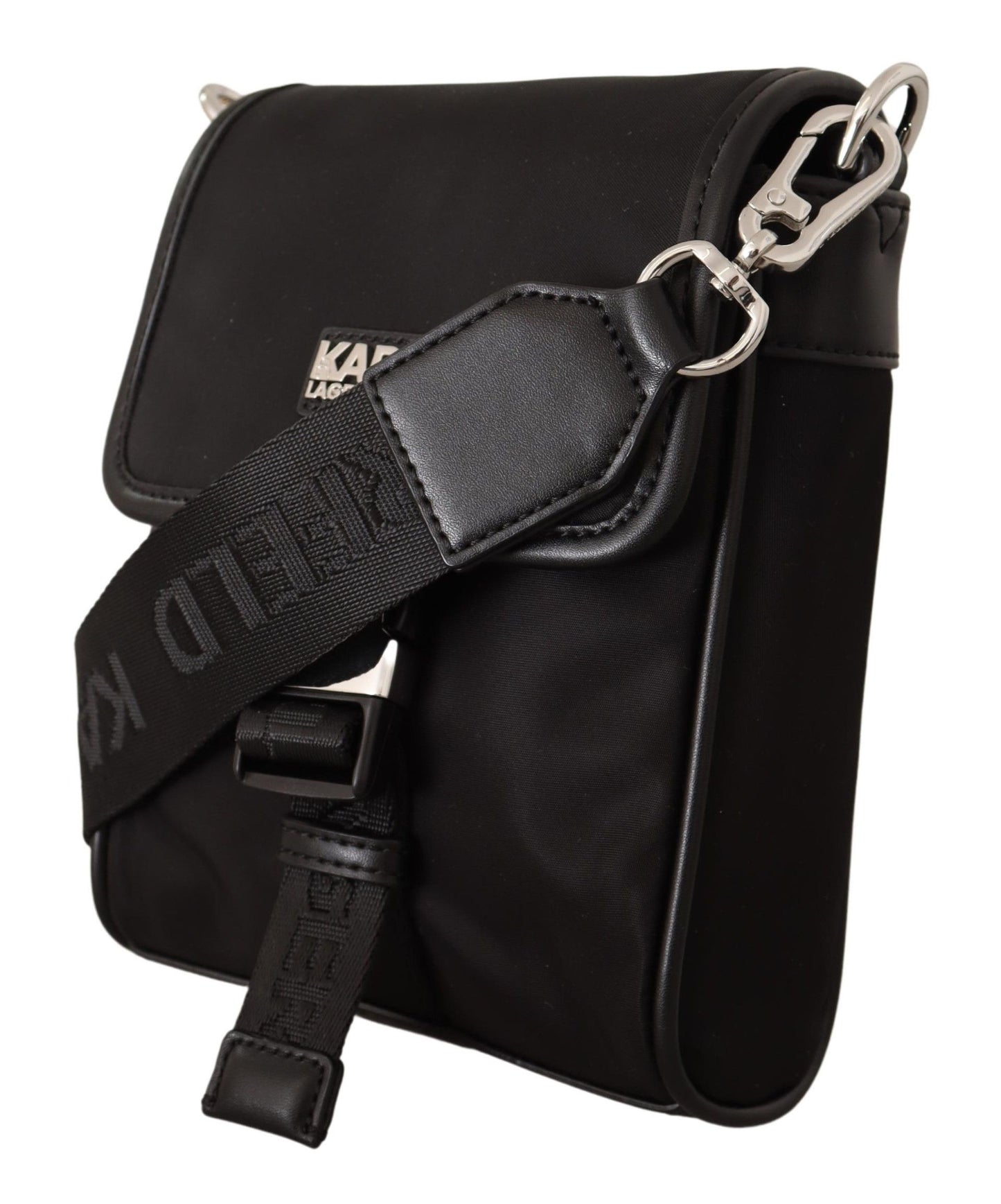 Elegant Black Nylon Crossbody Bag