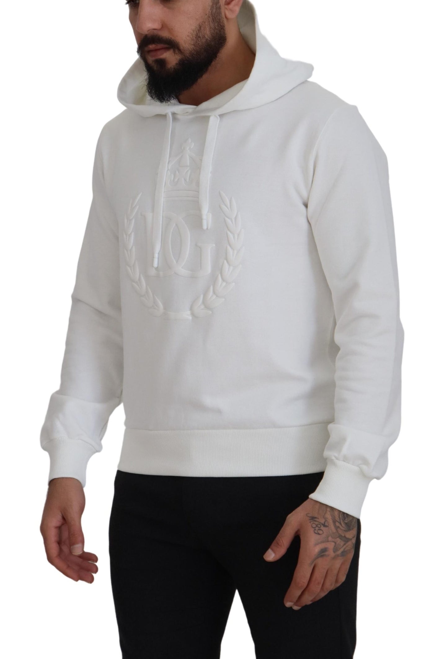 White Cotton Logo Hooded Sweatshirt Sweater