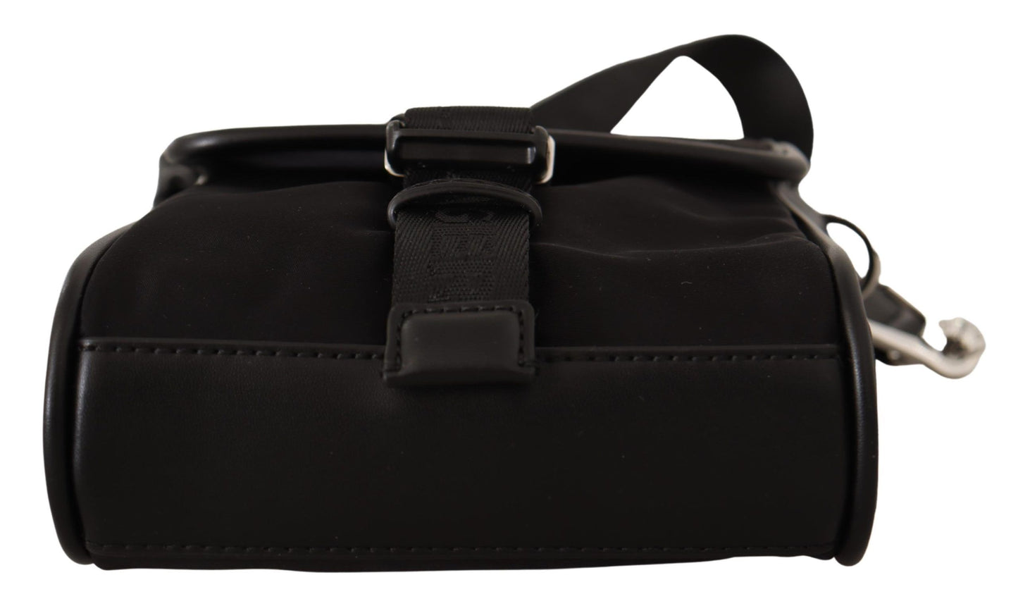 Elegant Black Nylon Crossbody Bag