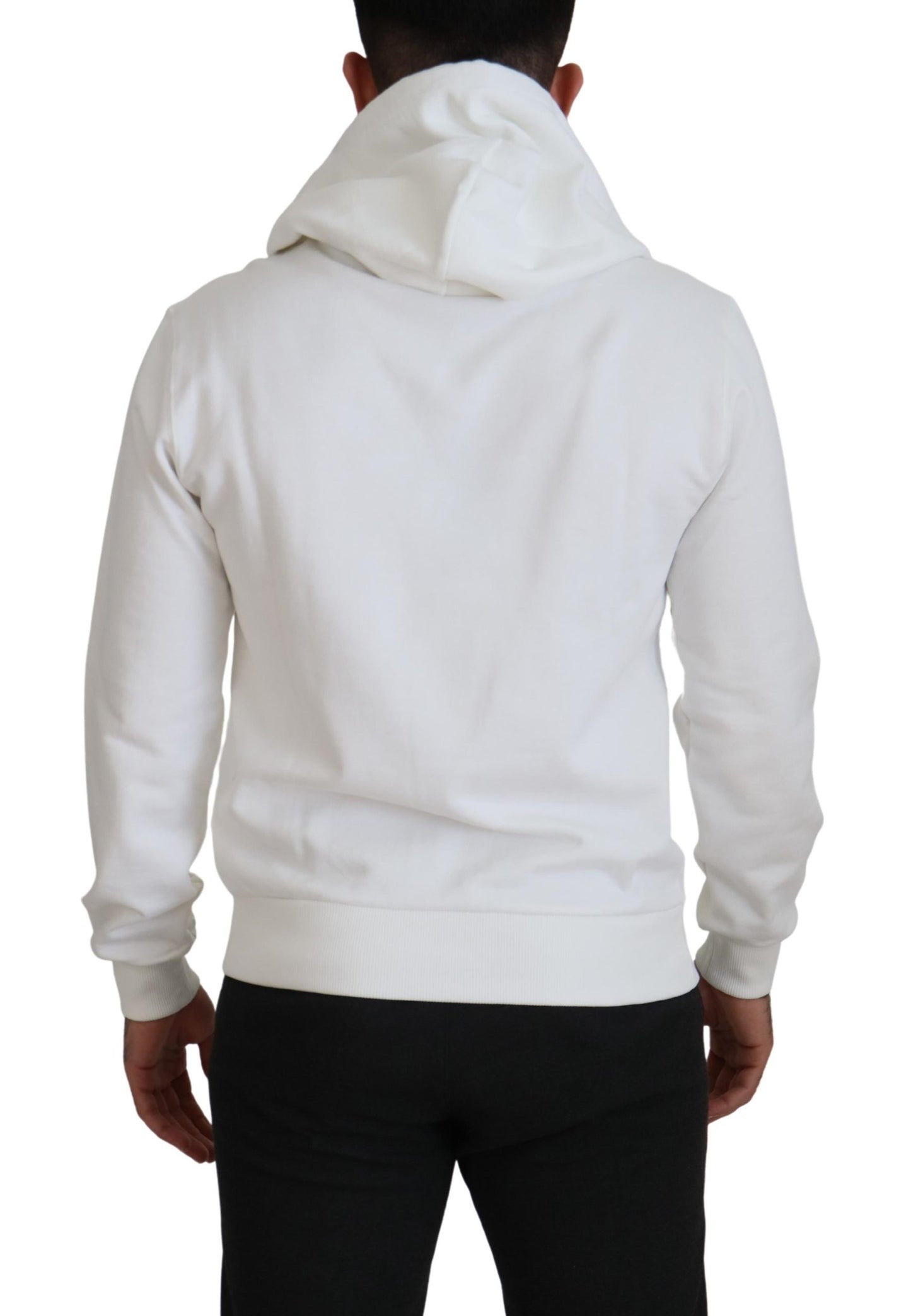 White Cotton Logo Hooded Sweatshirt Sweater