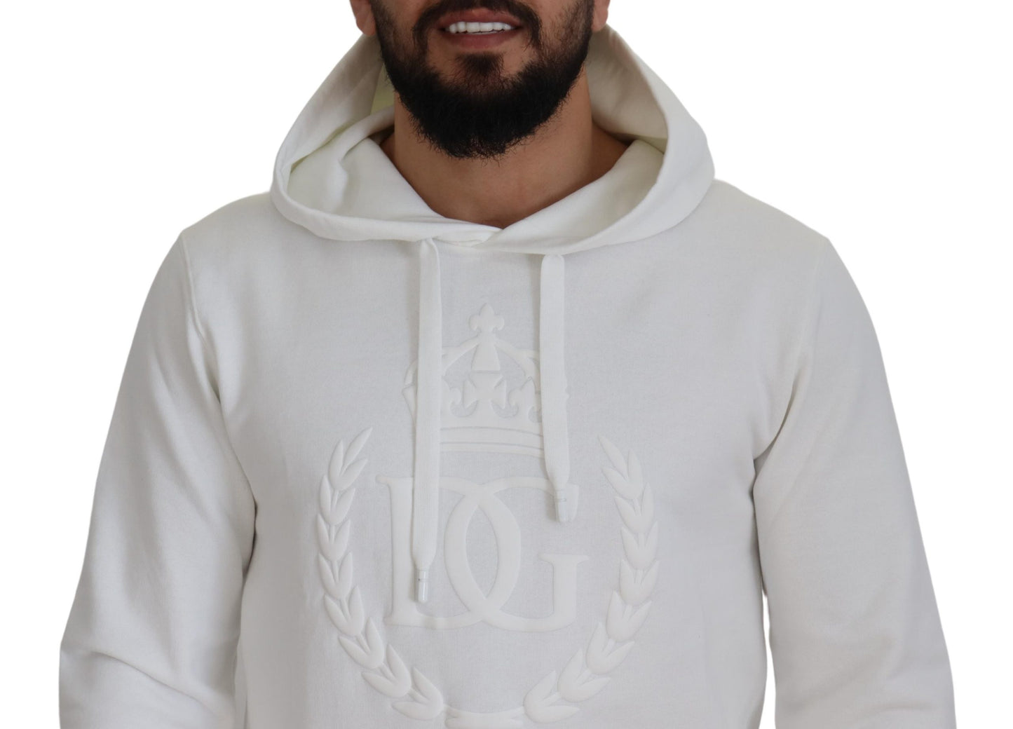 White Cotton Logo Hooded Sweatshirt Sweater