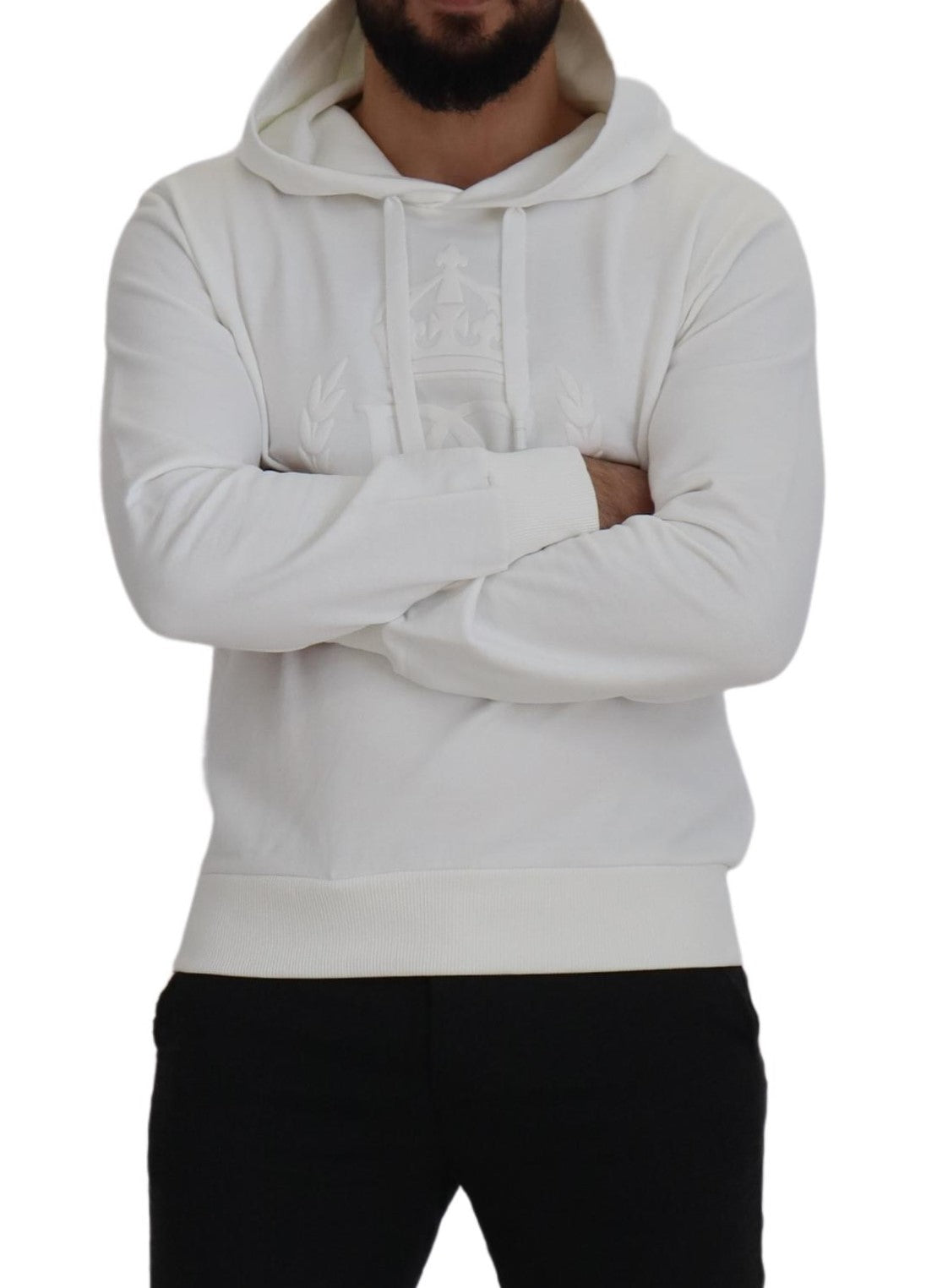 White Cotton Logo Hooded Sweatshirt Sweater