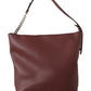 Elegant Wine Leather Tote with Adjustable Strap