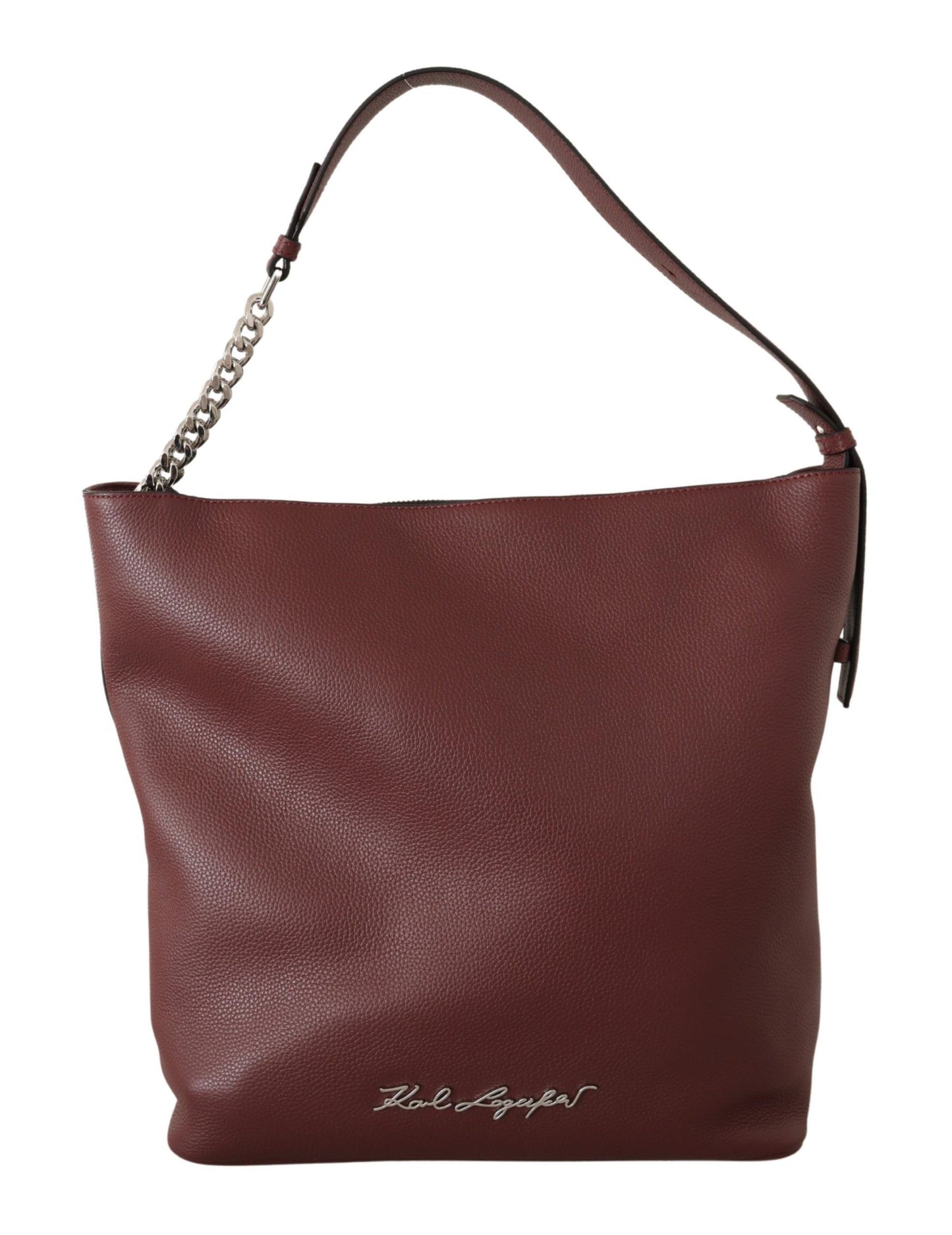 Elegant Wine Leather Tote with Adjustable Strap