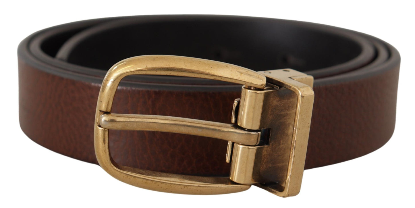 Elegant Leather Belt with Engraved Buckle