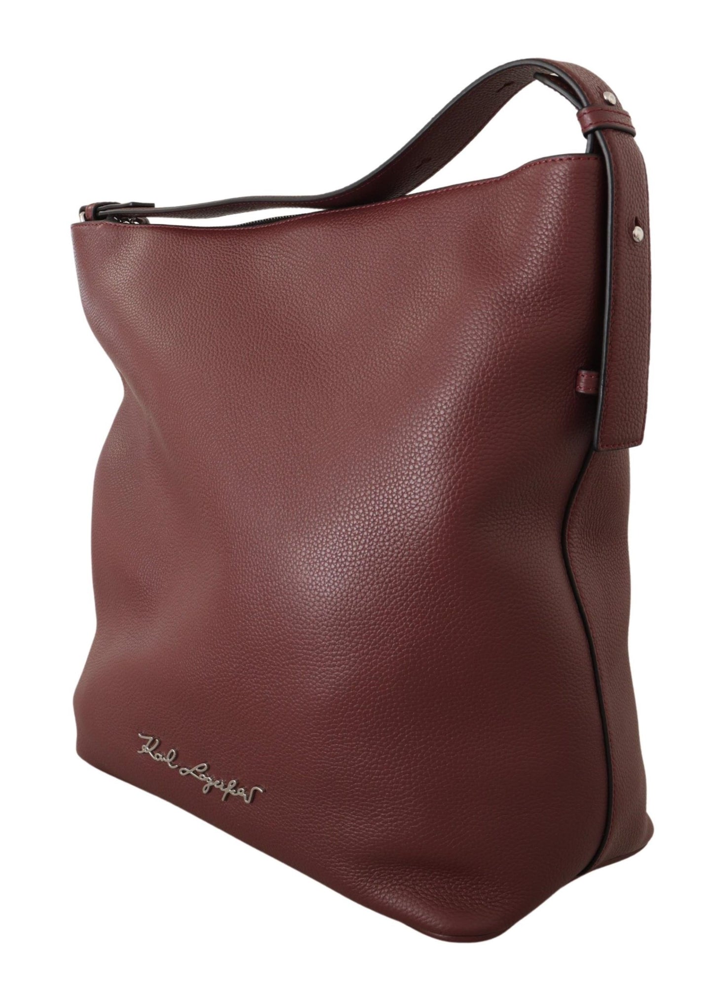 Elegant Wine Leather Tote with Adjustable Strap