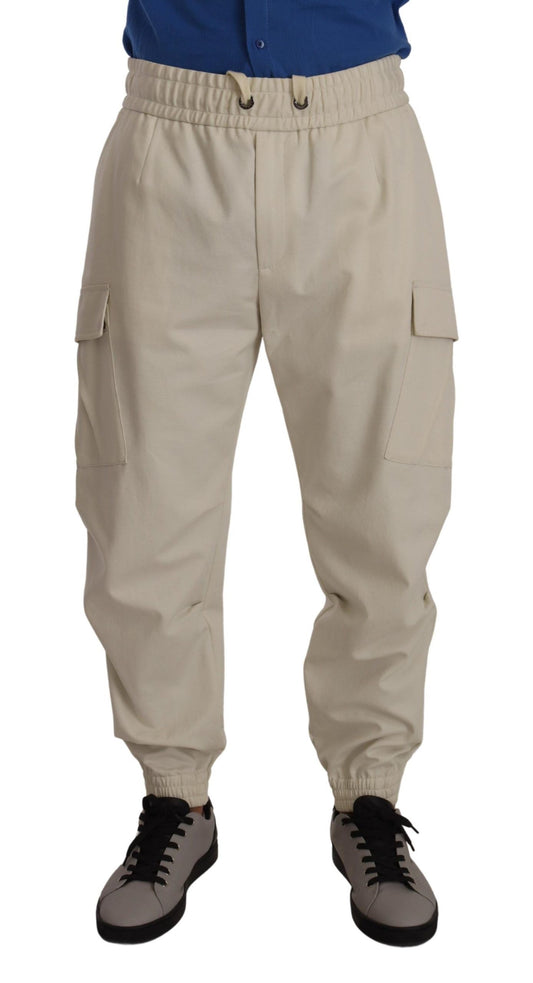 Elegant Off-White Jogger Cargo Pants