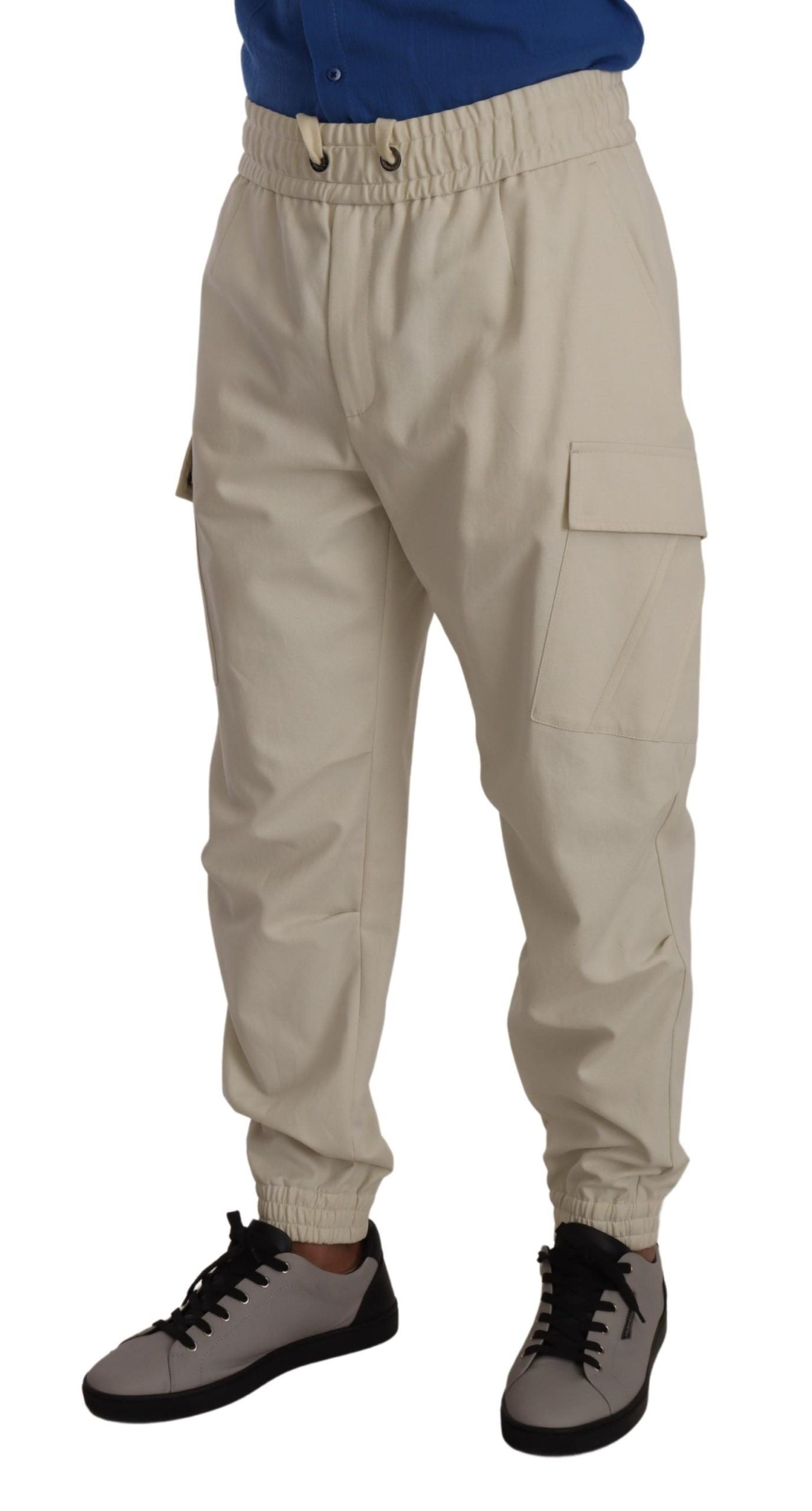 Elegant Off-White Jogger Cargo Pants