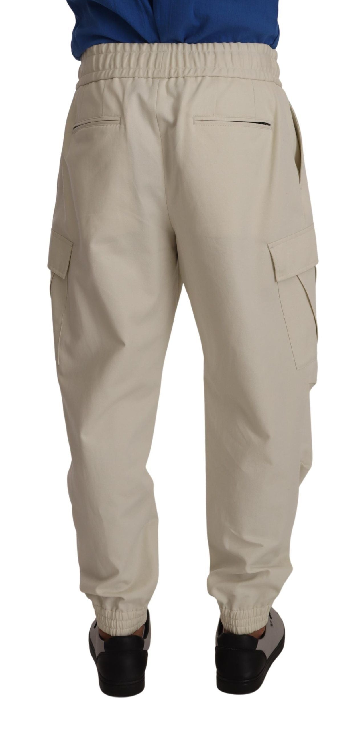 Elegant Off-White Jogger Cargo Pants