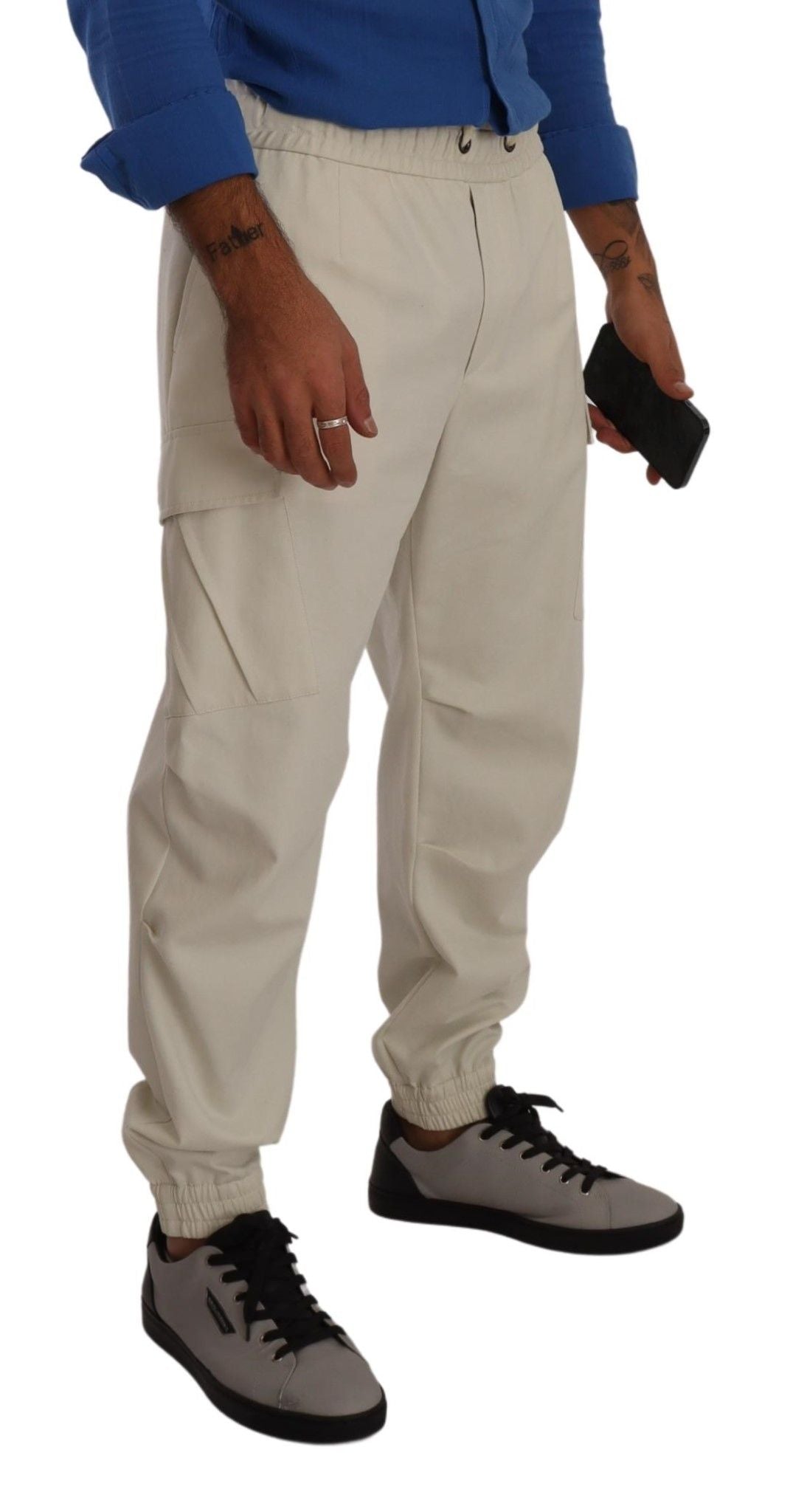 Elegant Off-White Jogger Cargo Pants