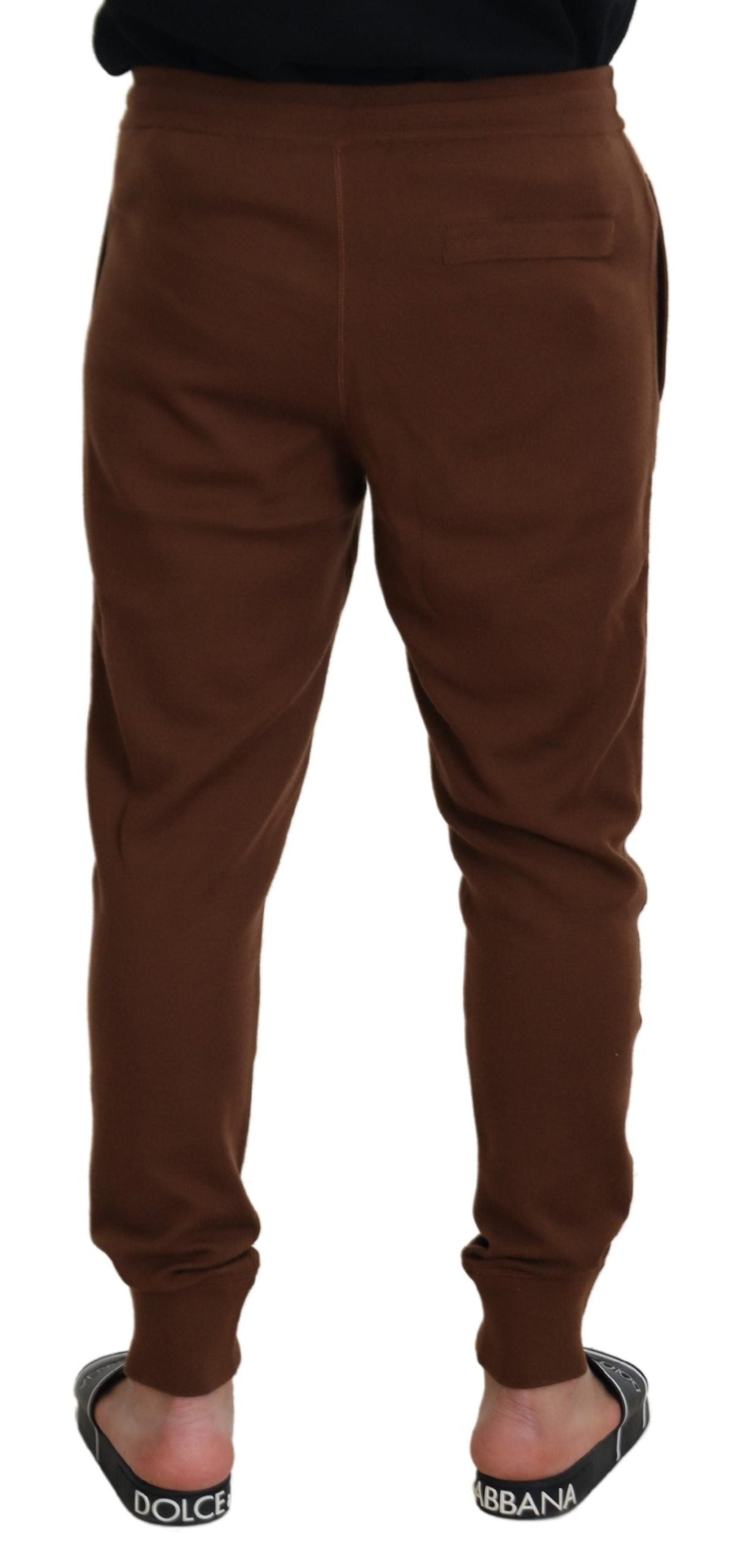 Brown Cashmere Men Drawstring Jogger Pants