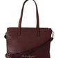 Elegant Wine-Toned Leather Tote with Zip Closure