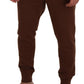 Brown Cashmere Men Drawstring Jogger Pants