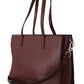 Elegant Wine-Toned Leather Tote with Zip Closure
