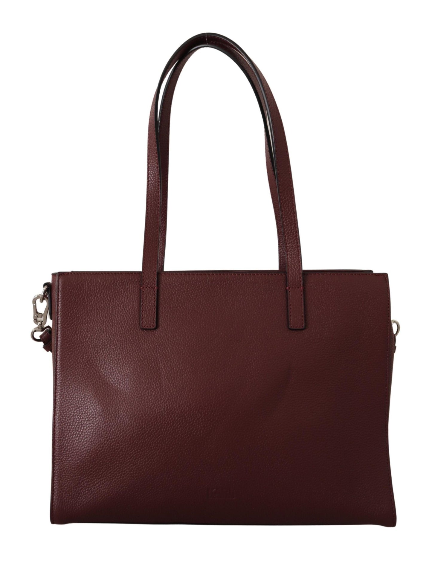 Elegant Wine-Toned Leather Tote with Zip Closure