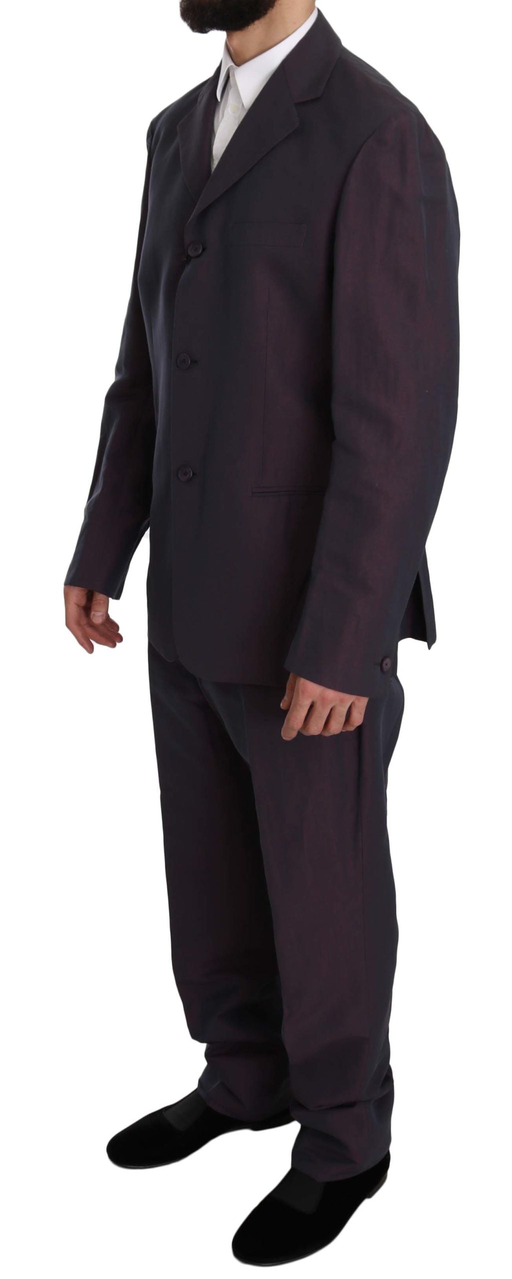 Elegant Purple Linen-Cotton Blend Suit