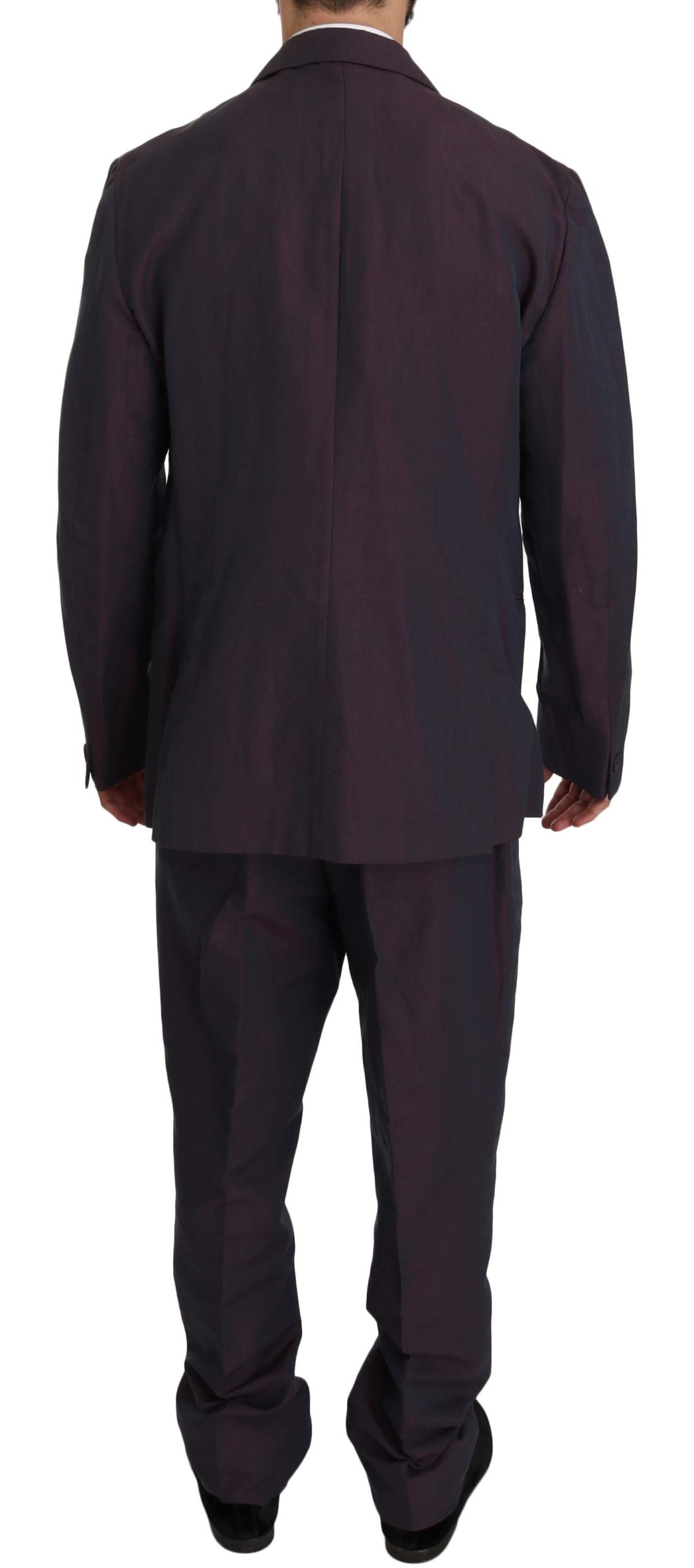 Elegant Purple Linen-Cotton Blend Suit