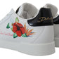 Chic White Portofino Sneakers with Floral Accents